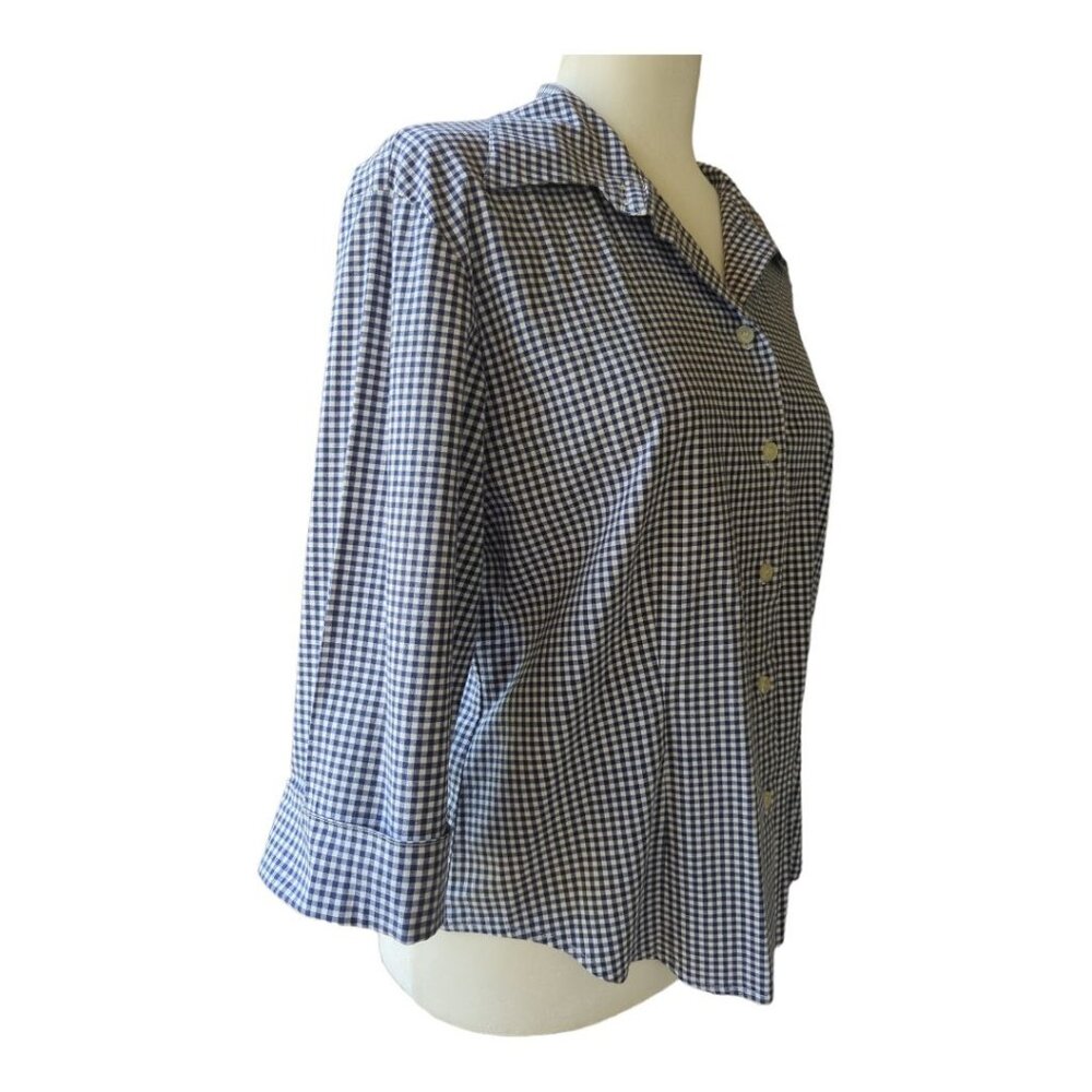 Harve Benard by Benard Holtzman Women's Blue & White‎ Gingham Top Size Medium